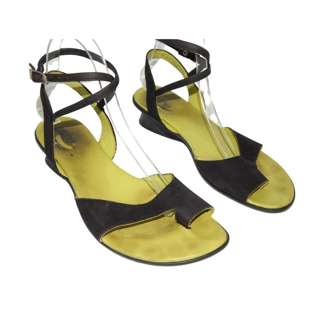Arche Black Nubuck Leather Sandals Women Size 9